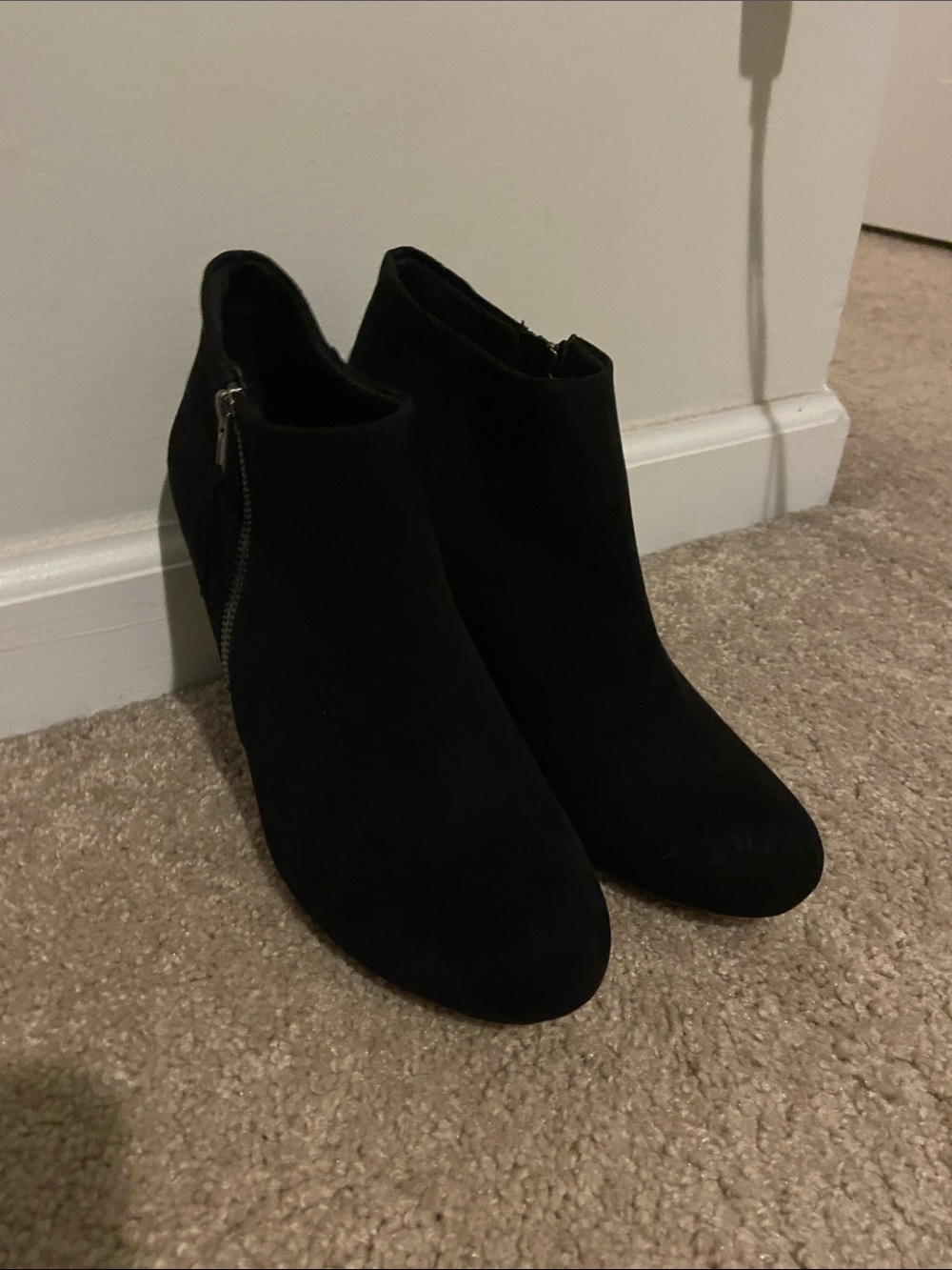 Madden Girl Lopezzz Black Suede Ankle Booties with Side Zip